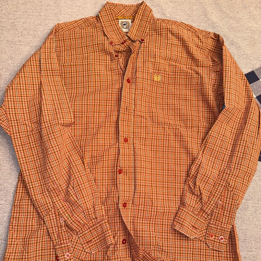 Cinch Western Shirt Orange Size Small